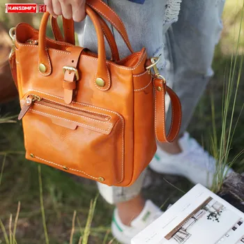 

2019 Literary Vertical Women Tote Bag Female Large Capacity Handbag Portable Briefcase Messenger Bags Retro Soft Genuine Leather