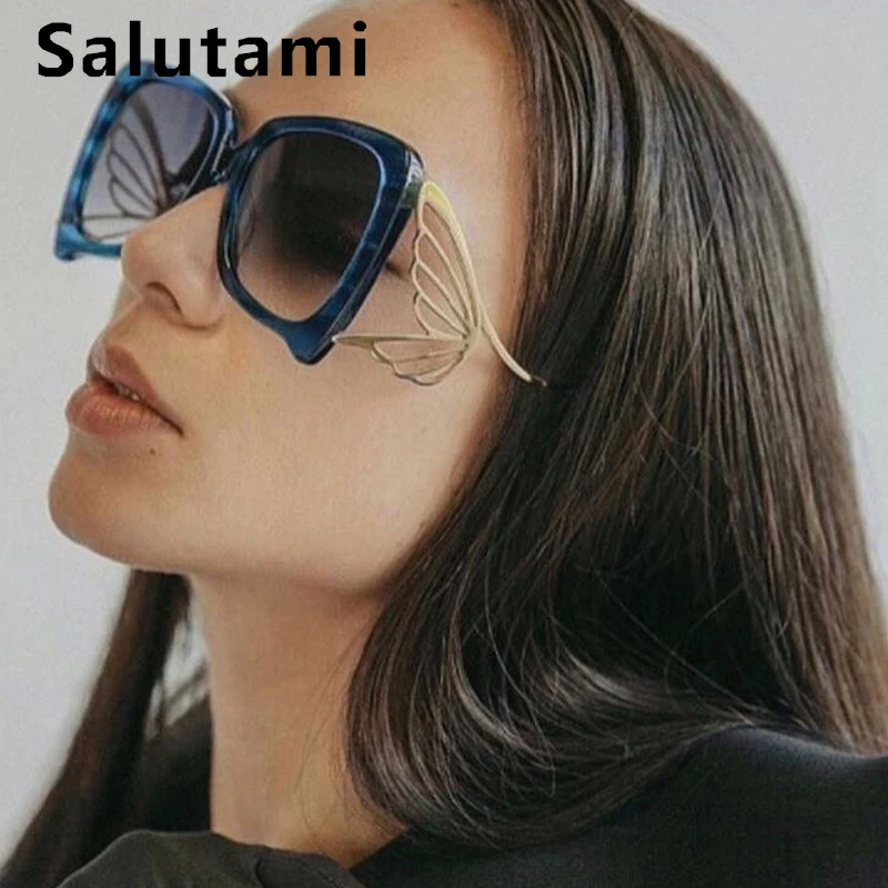 

New Fashion Chic Butterfly Leg Sunglasses For Women Luxury Brand Square Cat Eye Sun Glasses Ladies Oversize Sexy Eyewear Oculos