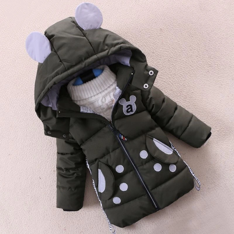 Children Boys Winter New Down Cotton Jackets Little Boys Outwear Clothing Kids Parka Warm Thicken Coat For Boys Clothes Suit - Цвет: Зеленый