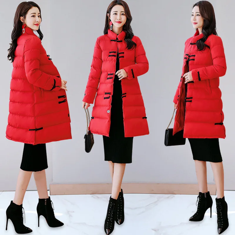 

Cotton-padded Clothes Women's Long Thick Coat 2018 Winter New Style Korean-style Loose-Fit Slimming over-the-Knee down Jacket Co