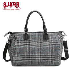 S.IKRR Winter Luxury Designer Handbag Plaid Korean Big Travel Bags For Women 2021 Large Capacity Sport Fitness Bag Free Shipping