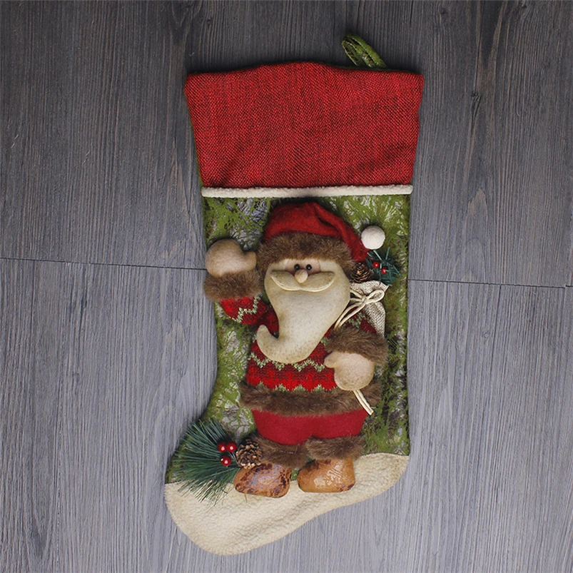 Santa Claus Рождественские подарочные пакеты Санта Клаус Снеговик рождественские чулки новогодние держатели для подарков рождественские украшения для дома сапоги Navidad - Цвет: Santa Claus