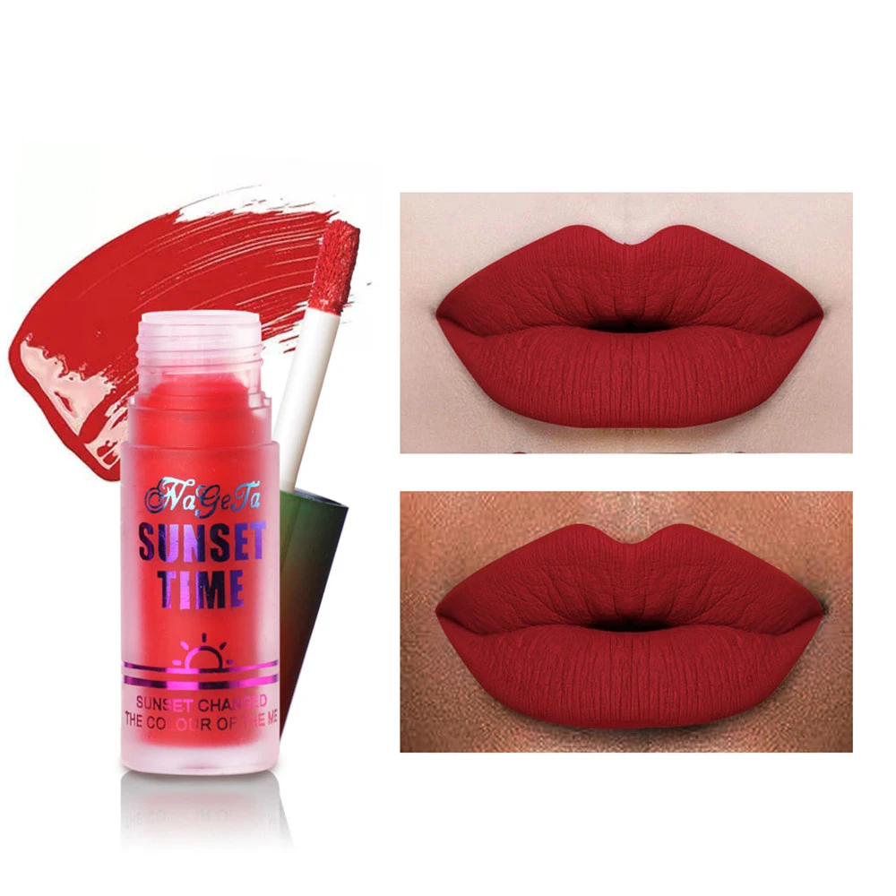 NAGETA Makeup Matte Liquid Lipstick Nude Chocolate Color Long Lasting Red Velvet Lip Gloss Korean Tint |
