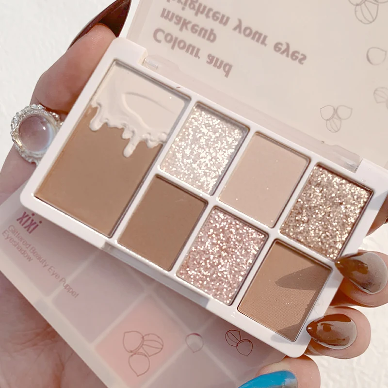 Eye Shadow Eye Shadow Plate Glitter 7 Colors Eyeshadow Palette Matte Shimmer Soft Touch Long Lasting Waterproof Pigmented Brighten Eyes Makeup Cosmetics