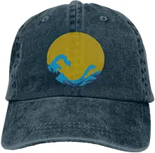 

Vintage Sea Wave On Tides Sports Denim Cap Adjustable Unisex Plain Baseball Cowboy Snapback Hat