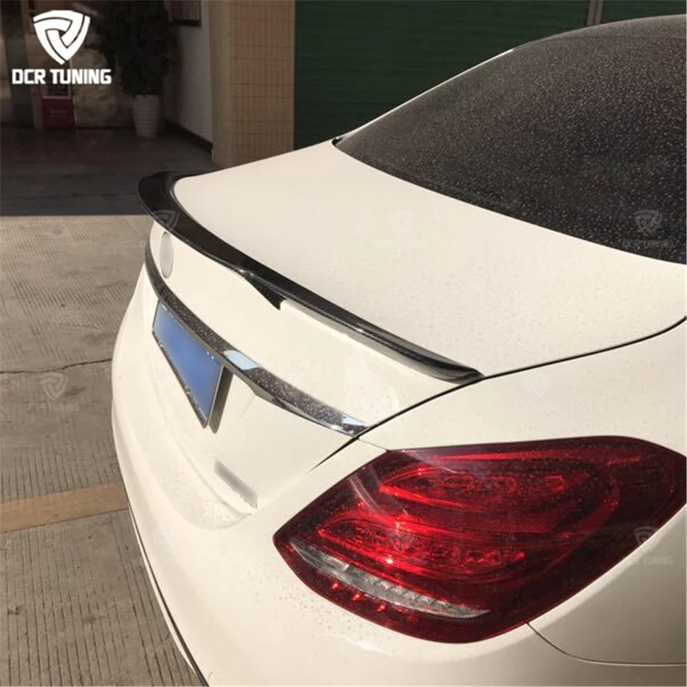 For Mercedes W205 Carbon Spoiler 4-Door Sedan C63 C180 C200 C250 C260 Carbon Fiber Rear Trunk Spoiler For Bra Style 2014-UP