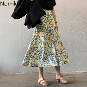

Nomikuma 2020 Summer New Oil Painting Floral Skirt Zipper High Waist A-line Women Skirts Korean Causal Faldas Mujer Moda 6A071
