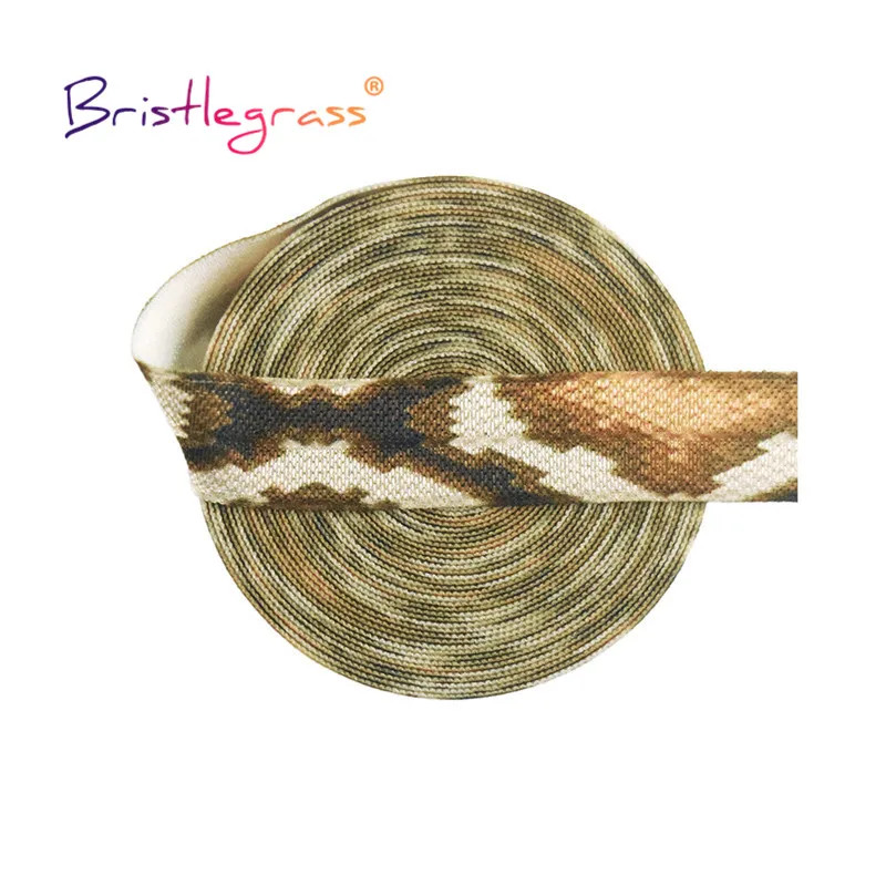 BRISTLEGRASS 2 5 10 Yard 5/8" 15mm Lace Crown Leopard Animal Print Fold Over Elastics FOE Spandex Band Tape Hair Tie Sewing Trim