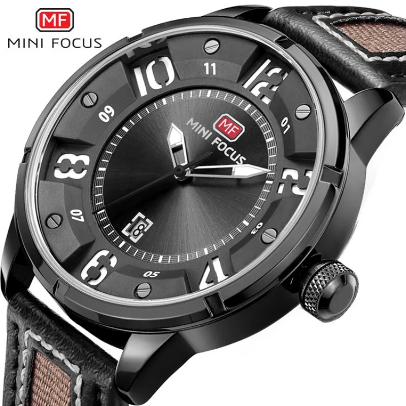 

Mini FOCUS/MEN'S Table/Business-Style/Japan Movement/Calendar Waterproof/Leather Watch Strap/0012G
