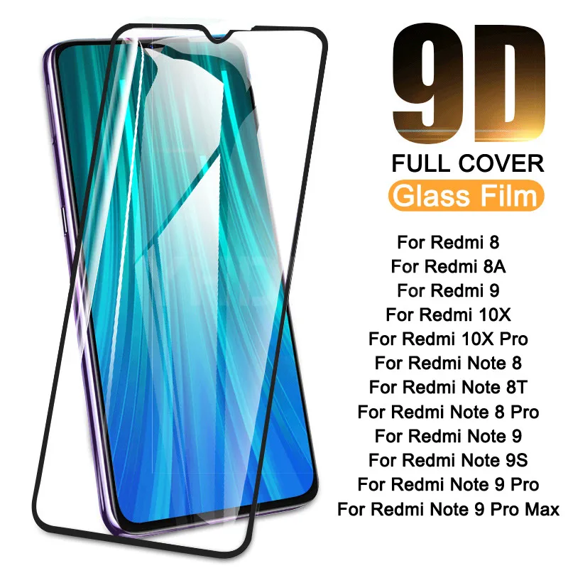 9D полное Защитное стекло для Xiaomi Redmi 8 8A 9 10X Pro закаленное защитное экрана Note 8T 9S