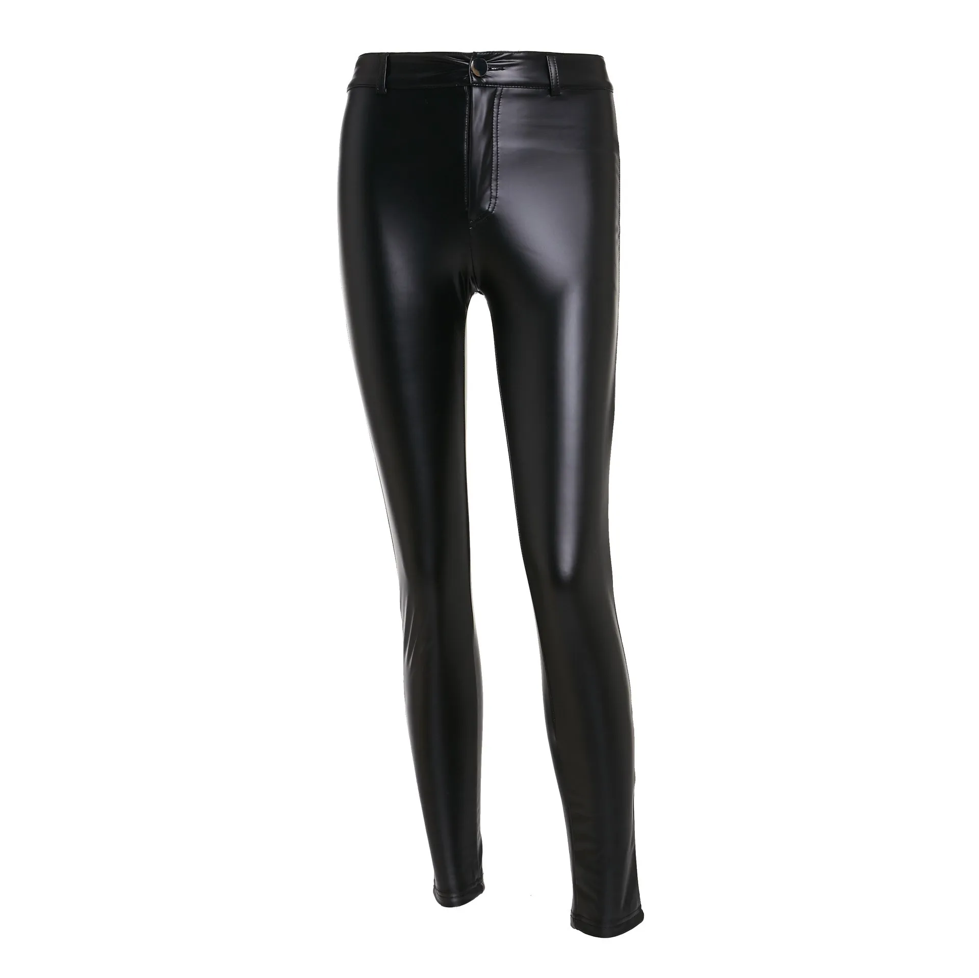 Fashion Leggings For Women Punk Faux Pu Leather Sexy Push Up Black High Waist Pants Solid Female Trousers Leggins
