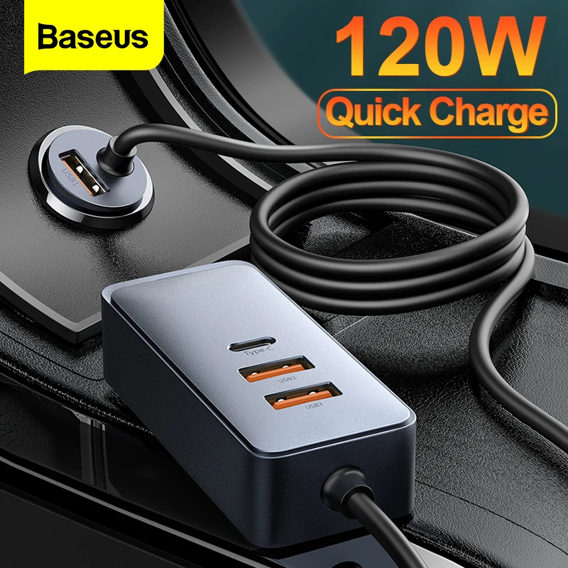 Baseus - 4in1 KFZ Auto Ladegerät (120W) - 3x USB A & 1x USB Typ-C