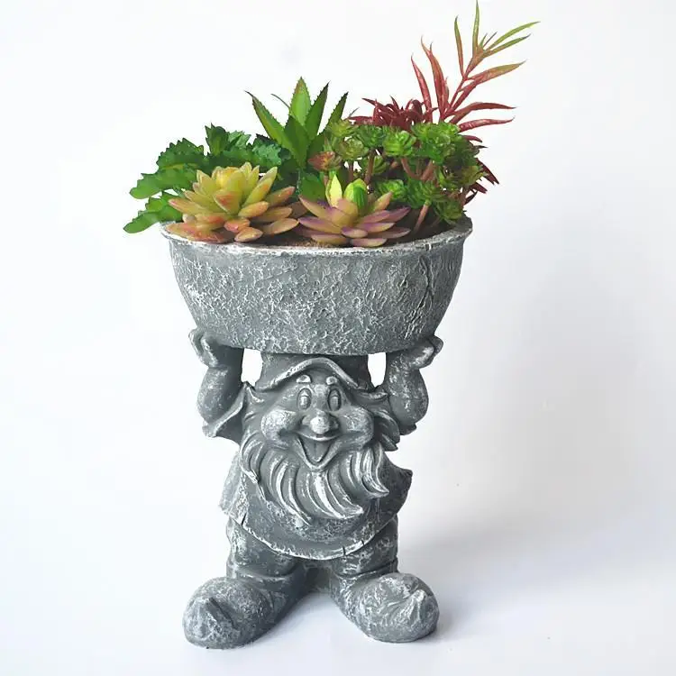 

Nordic Cartoon Cute Dwarf Succulent Plant Flower Pot Resin Adornments Courtyard Villa Sculpture Crafts Garden Park Decoration