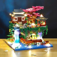 

Balody 16260 Architecture Peach House Pavilion Waterfall River LED Light DIY Mini Diamond Blocks Bricks Building Toy Gift no Box