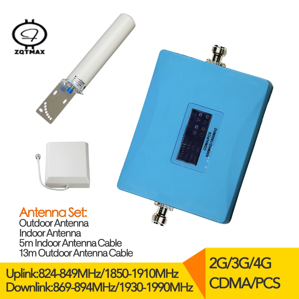 ZQTMAX 2G 3G 4G ретранслятор усилитель сигнала 850 1900 двухдиапазонный CDMA WCDMA PCS Мобильный