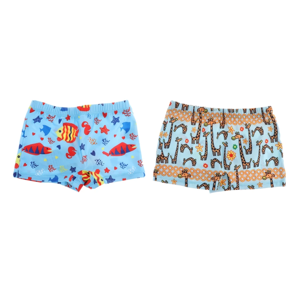 2pcs Boys Cute Swim Trunks Board Shorts, Toddlers Underpants Waist Adjustable with Drawstring