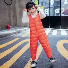 Водонепроницаемые комбинезоны; Детские лыжные брюки для девочек. Зимняя плотная верхняя одежда для малышей; брюки; Детский комбинезон; белые пуховые штаны