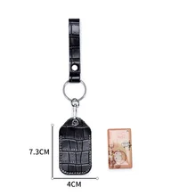 

Exquisite Crocodile Pattern Neat Split Cow Leather Rectangle Door Lock Sensor Pragmatical Thin Access Key Tag Protection Bag