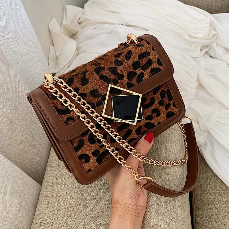 Bolso cruzado de cuero leopardo para mujer, de invierno 2019, con cierre de diseñador, bandolera de hombro, cadena pequeña, bolsos y monederos|Bolsos bandolera| - AliExpress