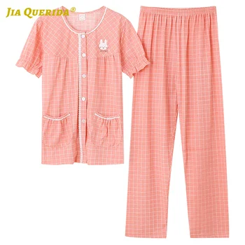 

Soft Short Sleeve New Woman Pajamas Pj Set Pj S Printing Pajamas Woman Pajamas Front Pocket Summer Woman Clothes Casual Style