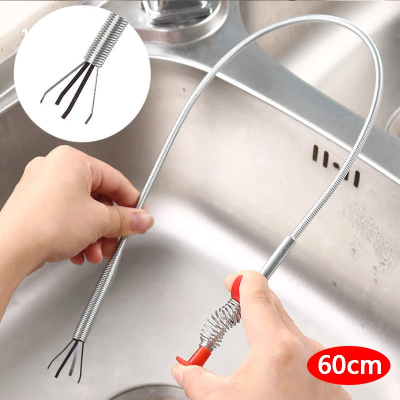 Hot Seller Gancho para limpieza del fregadero de 60cm herramienta de dragado de pelo de tuberías, desbloqueo de dragado, eliminación de obstrucciones, herramienta de limpieza de fregadero OnwZe8JW7oX