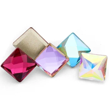 

20pcs Square Rhinestones For Nails Arts 8mm Small Glue On Nails Loose Strass K9 Glass Flatback DIY Nail Art Accessories