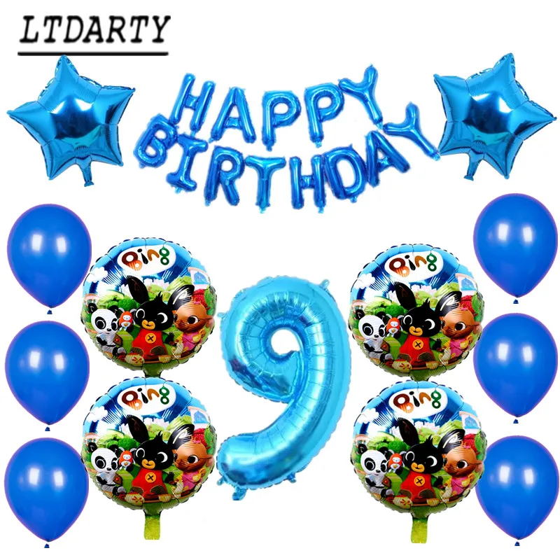 as picture 27 шт./компл. Bing bing фольги воздушный шар мультфильм кролик шар 30 дюймов номер ребенка 1-9 день рождения украшения игрушка шар - Цвет: as picture