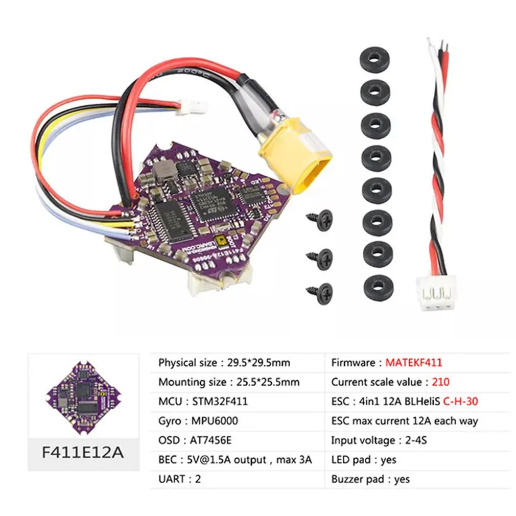 F411E12A F4 OSD Контроллер полета AIO BEC Датчик тока и 12A BL_S 2-4S 4в1 ESC для Beta85X Mobula7 FPV гоночный Дрон