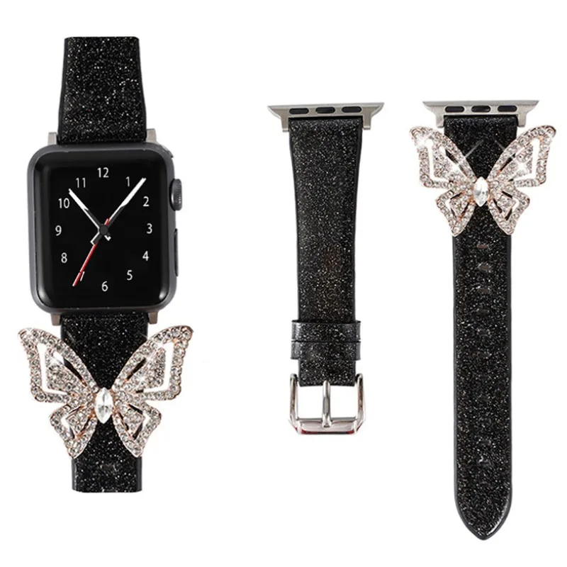 Шикарные Женские часы со стразами ремешок для наручных часов Apple Watch Series 2/3/4 ремешки для часов для наручных часов iwatch 38 мм/40 мм/42 мм/44 мм аксессуары для часов