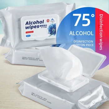 

50pcs/bag Disposable Sterilization Disinfection 75% Alcohol Pads Wet Wipes Paper Personal Antiseptic Skin Cleanser Tissue Care