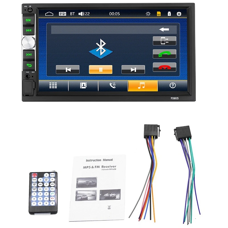 Car Radio HD 7 inch Contact Screen Stereo 12V 2 Din FM ISO Power Aux Input Auto MP5 Player SD USB 7090S | Электроника