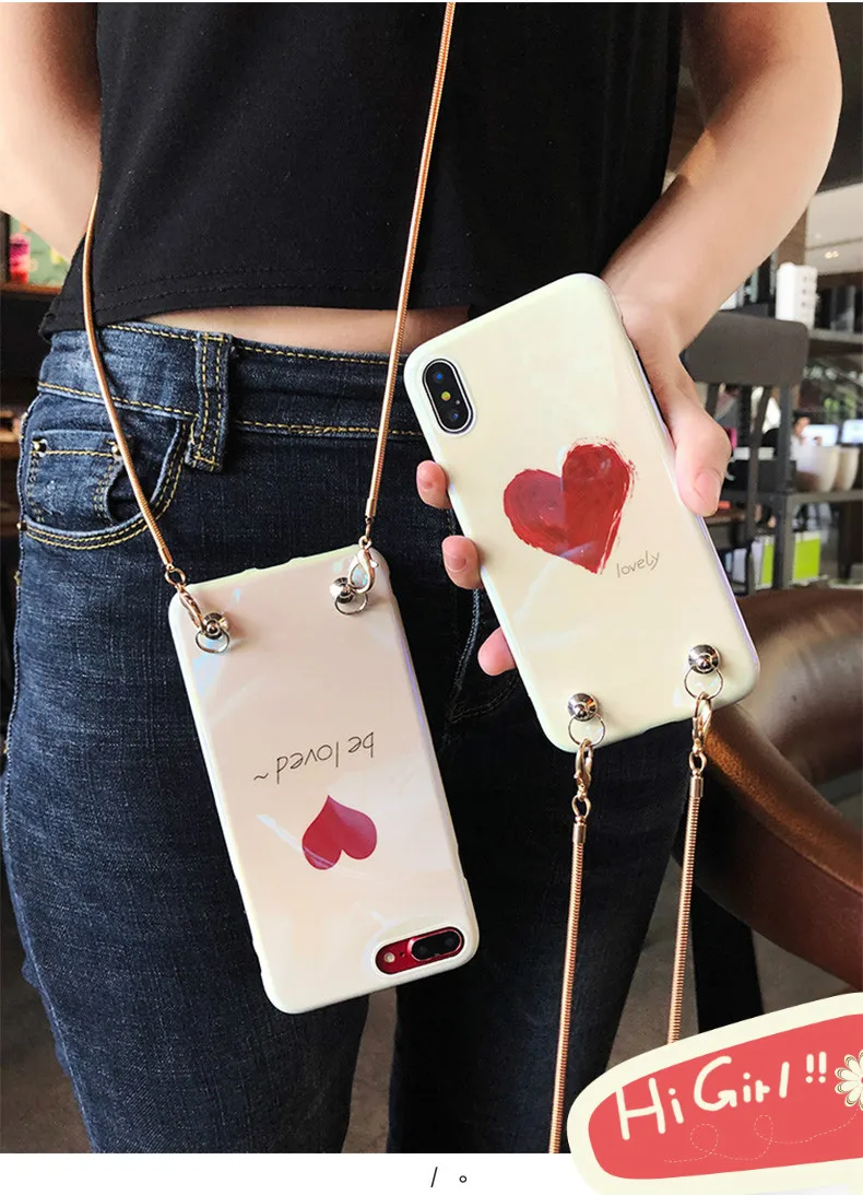 

Cute heart crossbody strap bag phone case for iphone XS MAX case X XR 6 6S 7 8 Plus S7edge s8 s9 s10 Plus s10e lite note8 note9
