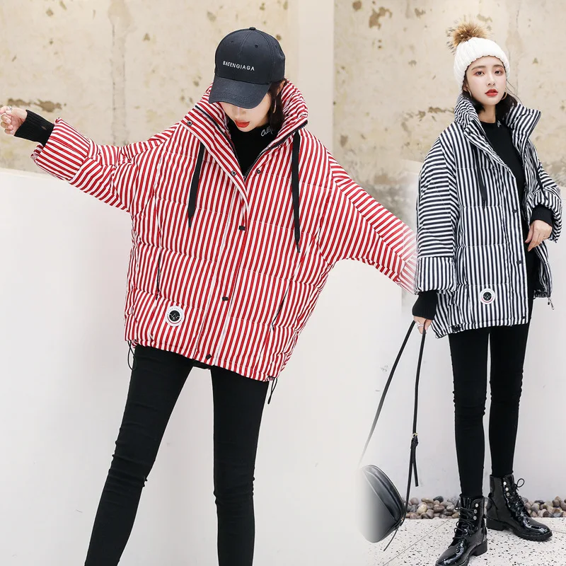 

Elegant Cool Ladies' Simple Winter New Style Stripes Cotton Coat Fashion Casual Versatile