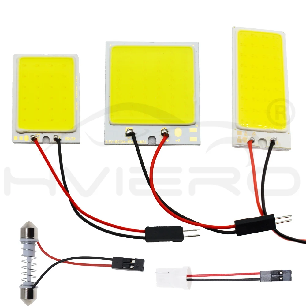 Hviero Red White T10 W5W C5W C10W 24 36 48Smd Cob Led Panel Auto Reading Map Lamp Panel light Dome Festoon BA9S 3Adapter DC 12v Car Led