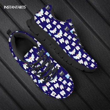 

INSTANTARTS Cute Teeth Dental Patterns Women's Shoes Lace Up Spring Female Sneakers Breathable Mesh Shoe Zapatos de mujer