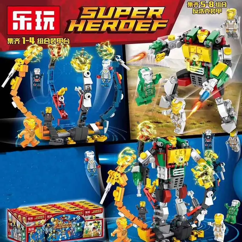 

8in1 Avengers 4 Iron Man VS Hulk Mech Building Blocks Bricks Boy Toys B696