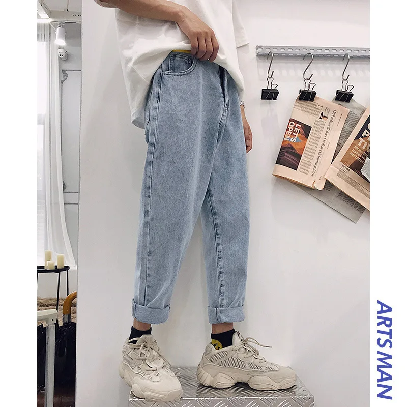 Spring And Summer New Style Capri Straight-Cut Jeans Korean-style Trend Pants Men Loose Casual Loose Pants Spring And Summer New Style Capri Straight-Cut Jeans Korean-style Trend Pants Men Loose Casual Loose Pants