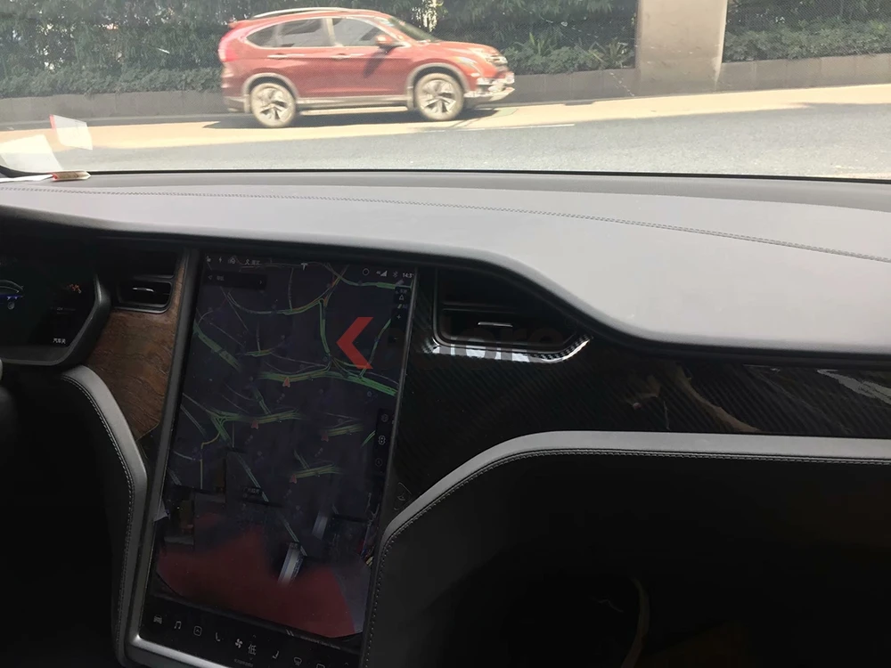 Для Tesla модель X углеродное волокно салона автомобиля передний центр управления приборной панели полоса крышка отделка Аксессуары