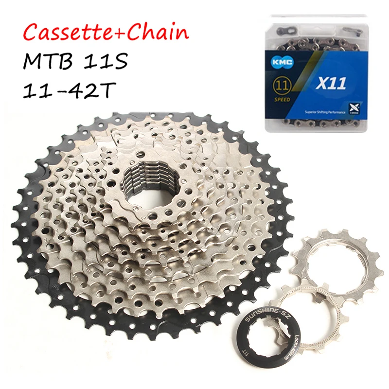 11s 11-42T Солнце 11-40/42/46/50T MTB велосипедная кассета 8/9/10/11 Скорость велосипедный маховик звездочки 8S 9S 10S11S цепь kmc переключатель - Цвет: 11s 11-42T