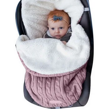 

LOOZYKIT Newborn Baby Sleeping Bag Winter Autumn Warm Sleep Bag Infant Stroller Cotton Knitted Blanket Fleece Sleep Sack 0-12M