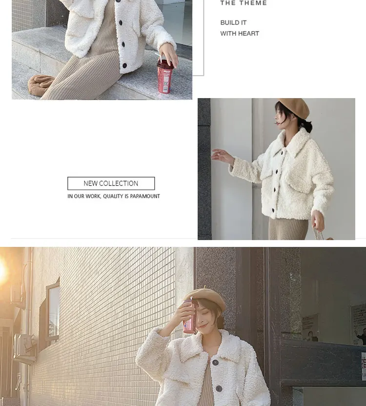 New Lamb Fur Jacket Women's Short Winter Korean Loose Plush Fur One-piece Top Thick Faux Fur Fashion Wild Casual Simple