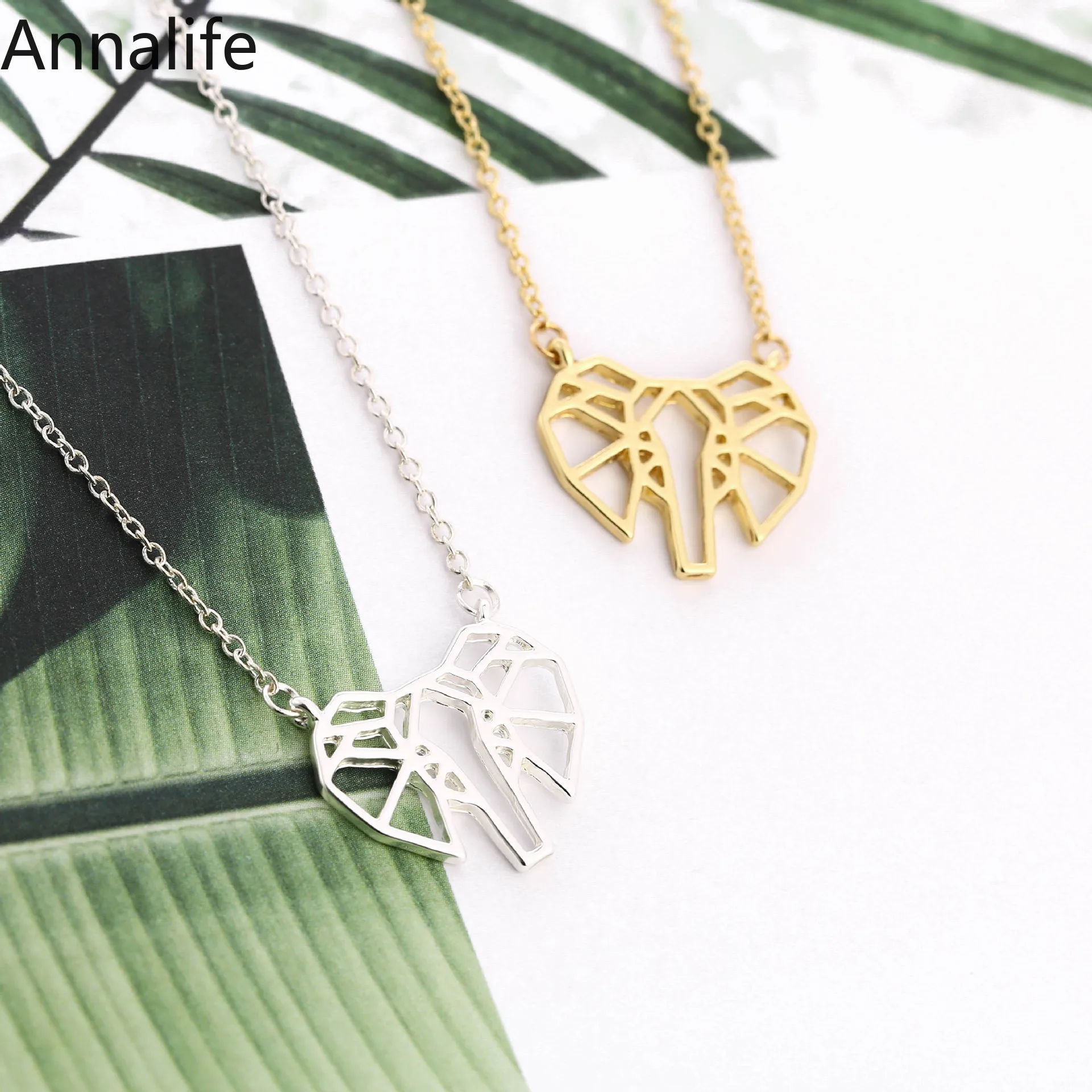 2019 nuevo collar de Origami de acero inoxidable collares colgantes animales para mujer joyería lindo collar de elefante - AliExpress