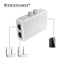 Kebidumei mini interruptor de rede rj45 RJ-45, interruptor de rede ethernet com 2 entradas, adaptador de comutador manual de duas vias hub