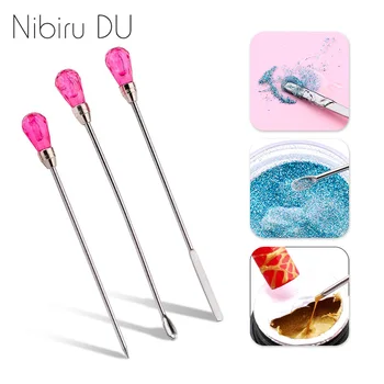 

3pcs/set Nail Art Tools Stainless Steel Stirring Rod Acrylic Powder Liquid UV Gel Spoon Nail tool kit