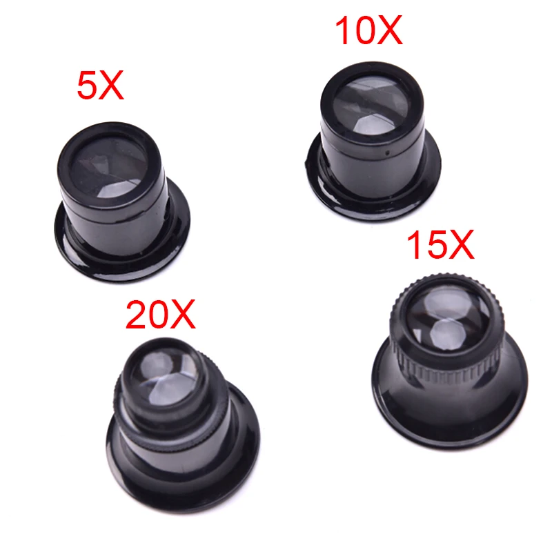 4pcs Eye Magnifier Len Repair Kit Tool Magnifying Glass 5X/10X/15x/20x Portable Loupe Lens Jeweler Watch Magnifier Tool
