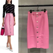 Женская длинная юбка из овчины, натуральная кожа, модная женская длинная Натуральная овечья кожа, дизайн, настоящая тонкая юбка