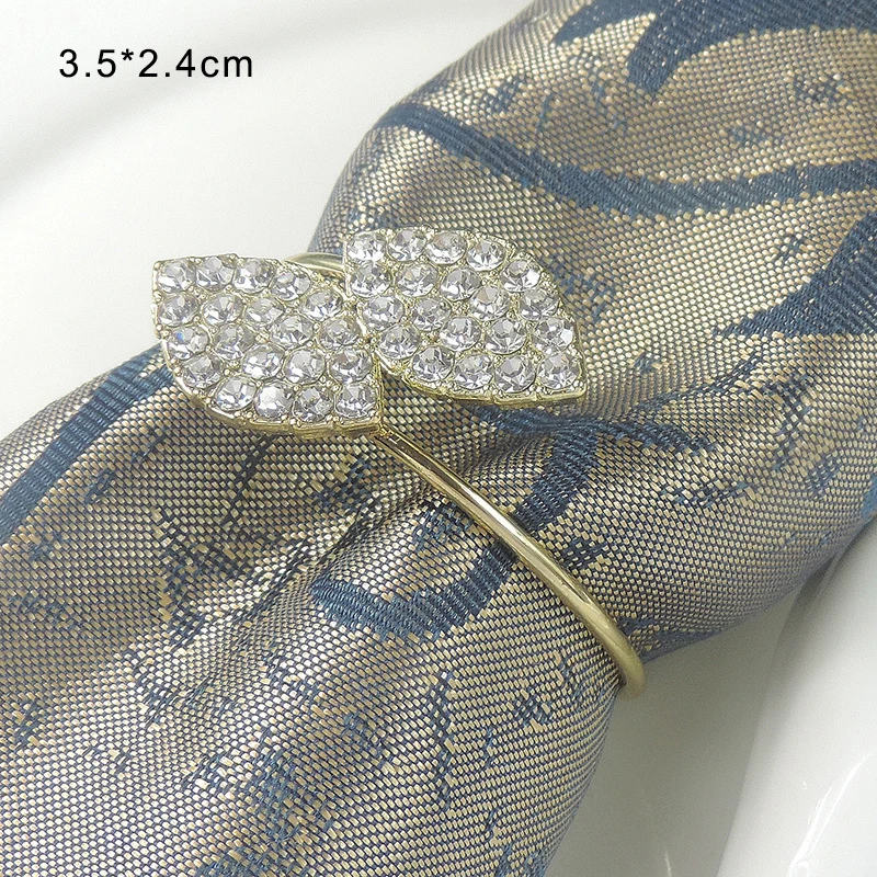 Gold leaf 12 шт./компл. сплав кольца для цветов и салфеток скандинавском стиле с украшением в виде кристаллов лист тонкой столовая салфетка Пряжка полостями свадебных банкетов подарки - Цвет: Gold leaf