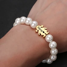 Женский браслет из натурального пресноводного жемчуга с бесплатной гравировкой на заказ, романтическая Регулируемая именная табличка, фигурные браслеты, подарок на день рождения