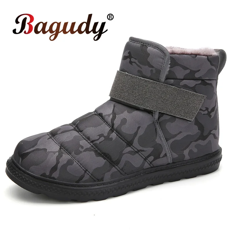 

New Winter Waterproof Snow Boots Unisex Shoes Plush Warm Male Casual Boots Women with Fur Mid-Calf Boot Camouflage Winter Shoes
