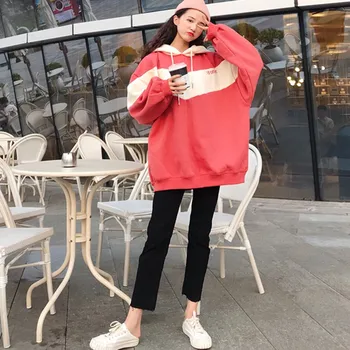 

Autumn Hoodies & Sweatshirts Simple Spring Long Sleeve Cute Patchwork Hoodies Loose Sweatshirts